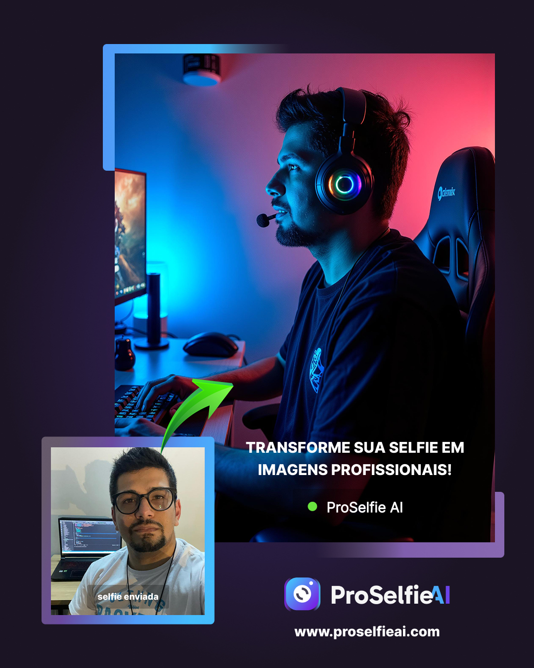 Transforme sua selfie em imagens profissionais!